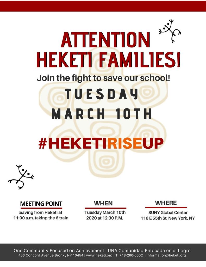 Attention Heketi Families! Join the fight to save our school! Tuesday, March 10th.
